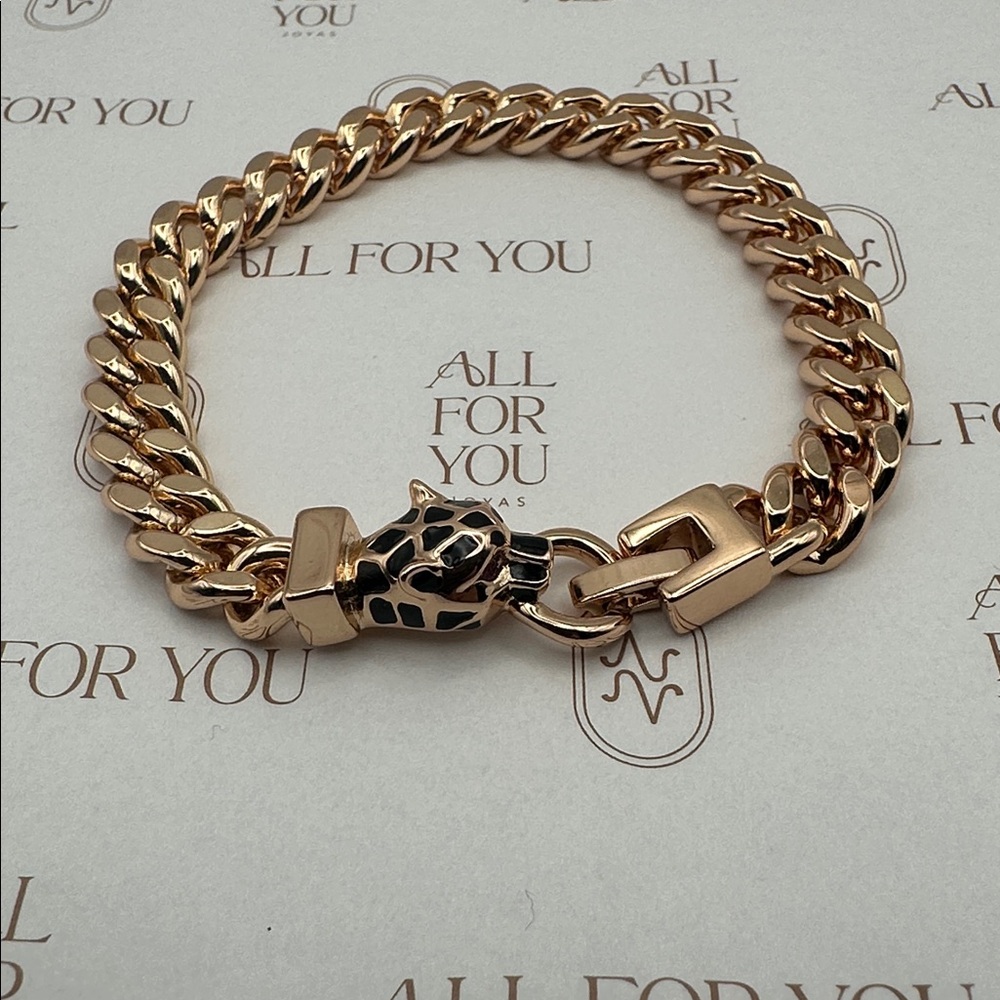 Men’s Heavy Cuban Link Panther Bracelet – 5mm Gold Filled